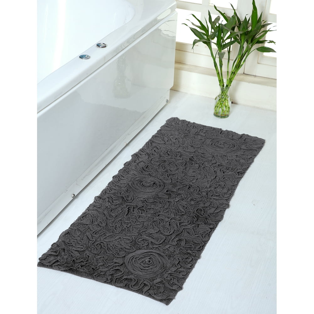 Home Weavers Bell Flower Collection Absorbent Cotton Soft Bathroom Runner Rug, Machine Wash