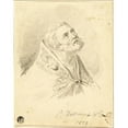 thumbnail image 2 of Carlo Dellarocca 15x18 Black Ornate Wood Framed Double Matted Museum Art Print Titled - Bust of Bishop Saint, with Slight Figure Sketches (1829), 2 of 5