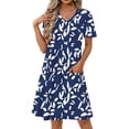 thumbnail image 3 of Fantaslook Summer Dresses for Women V Neck Short Sleeve Casual T Shirt Dress Beach Sundresses with Pockets, 3 of 9