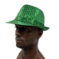 thumbnail image 2 of Sparkly Sequin Fedora Hat Unisex Shiny Glitter Trilby for Halloween Carnival Stage Show Photo Prop Party Event, 2 of 6