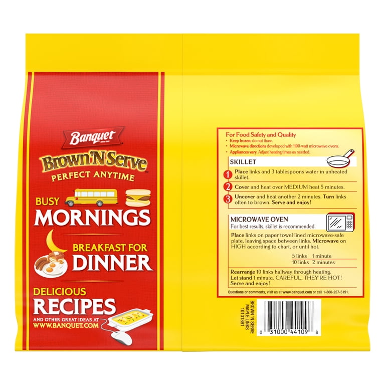 Banquet Brown 'N Serve Vermont Maple Sausage Links, 6g Protein per