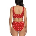 thumbnail image 3 of Kdxio White and Green Polka Dot Print Women's 2 Piece High Waisted Wrap Spaghetti Strap Summer Swimsuit Bikini Set-Medium, 3 of 7
