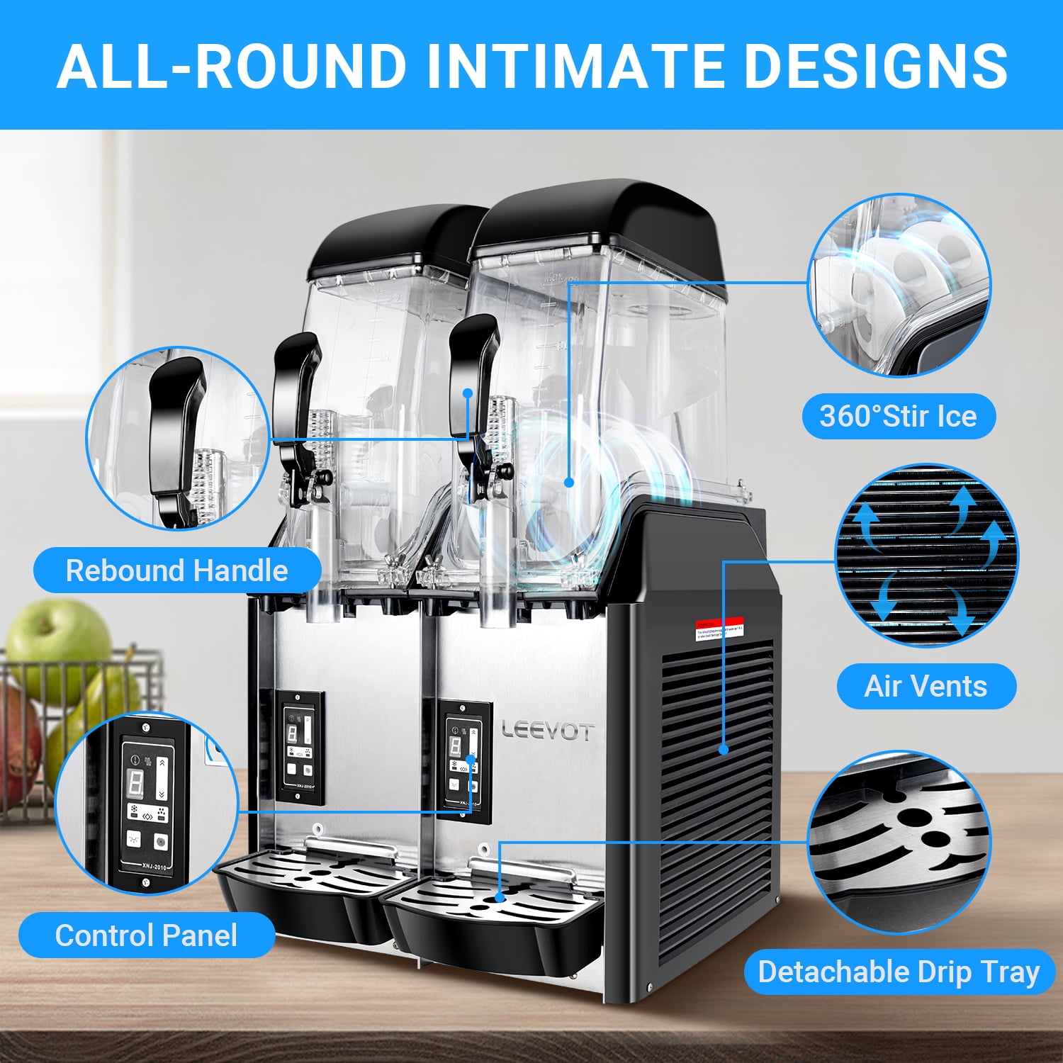 LEEVOT Commercial Slushy Machine 24L Slush Smoothies Maker slushy machine maker