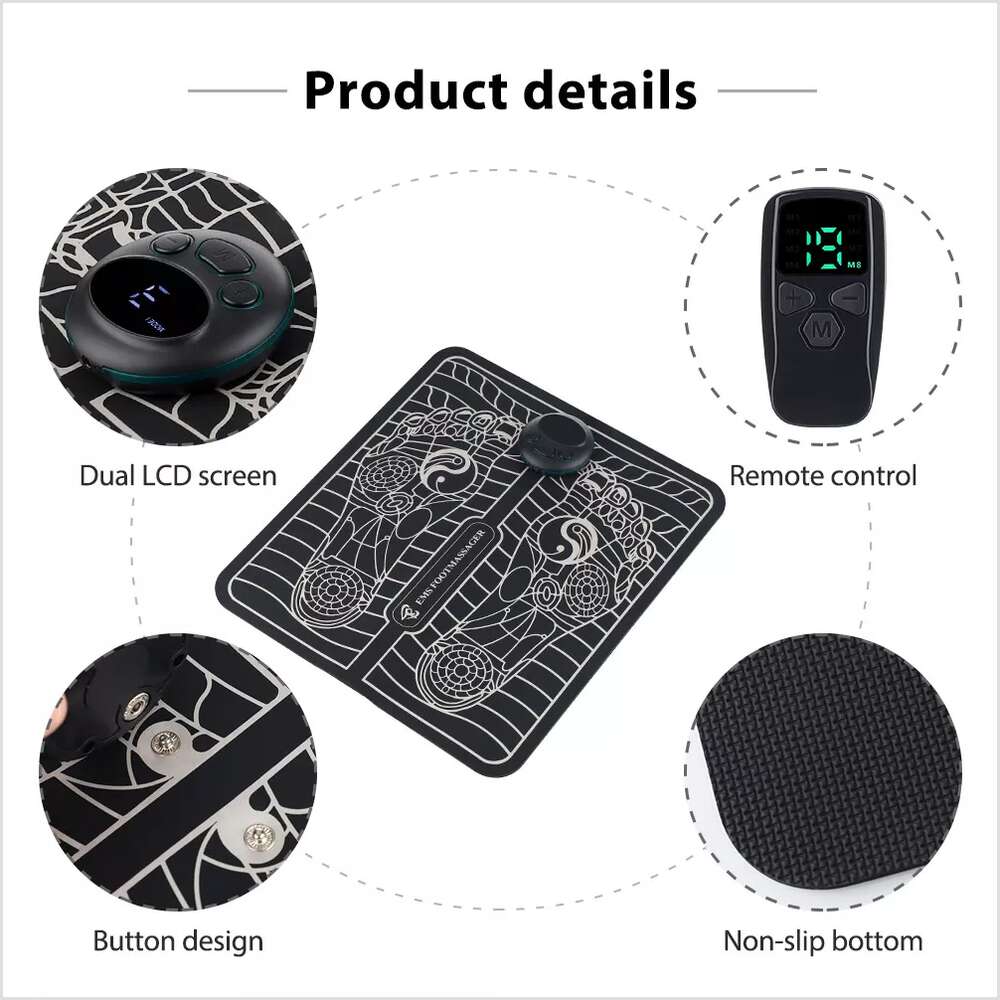 Portable Foot Massager Pad 15 Level Blood Circulation Electric Muscle Stimulator