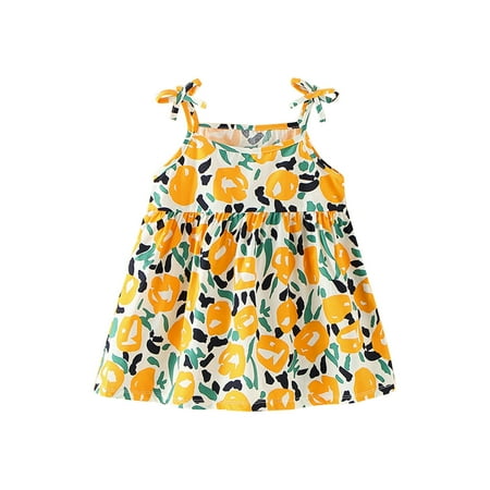 

Fesfesfes Girls Summer Dress Toddler Baby Girls Sleeveless Sling Dress Graphic Print Children s Clothing