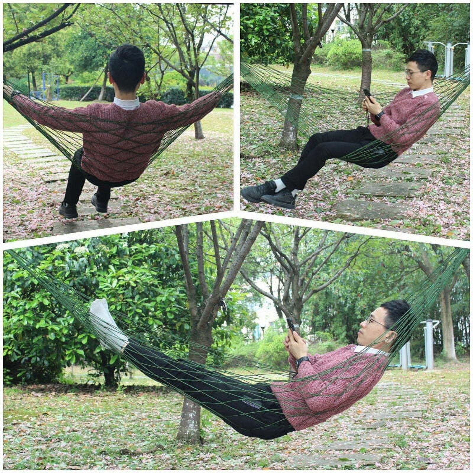 NeveLance Net Hammock, Garden for One Person, Camping, Lightweight for Indoor and Outdoor Use, Green