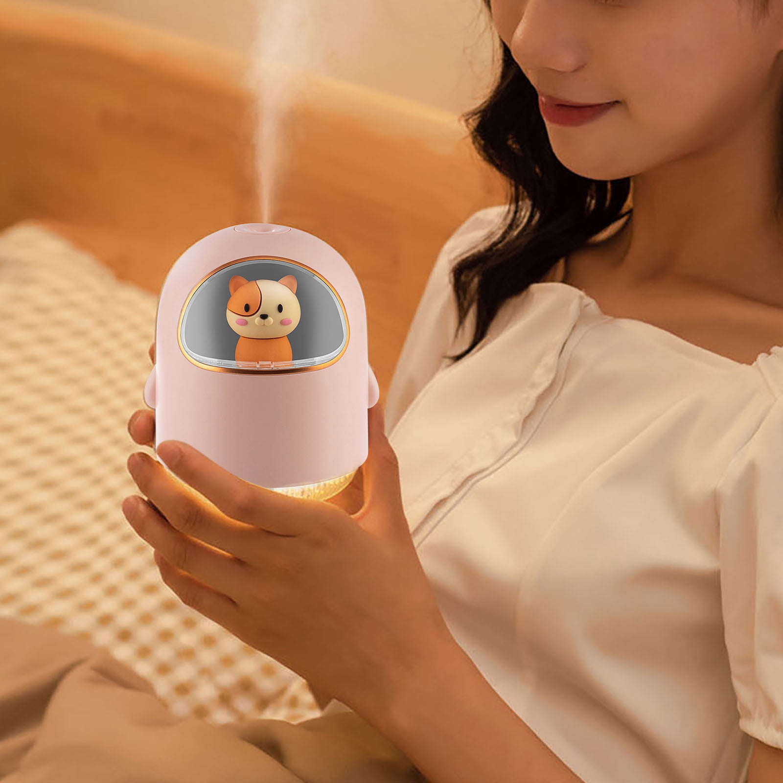Cool Mist Humidifiers for Bedroom,Cartoon Space Cat Humidifier (Pink),Quiet Cool Mist Air Humidifier for Home Baby Nursery & Plants