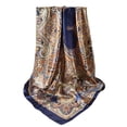 thumbnail image 5 of REORIAFEE Headscarf Women's Like Silk Satin Scarf for Hair Wrapping at Night Scarf for Sleeping 90CM Silk Square Scarf Hand Flower Turban Shawl Scarf Navy One Size, 5 of 5