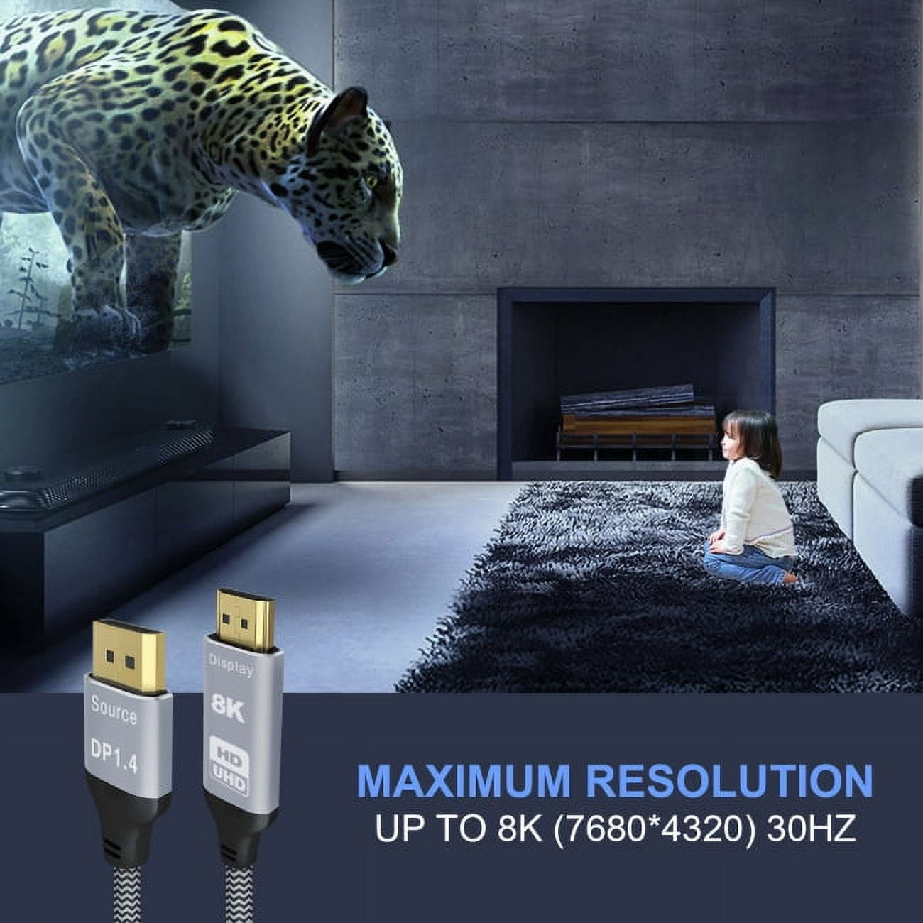 Chenyang CY DisplayPort 1.4 Source to HDMI 2.0 Display 8K UHD 4K DP to HDMI Male Monitor Cable Connector 1.8m 6ft Cable