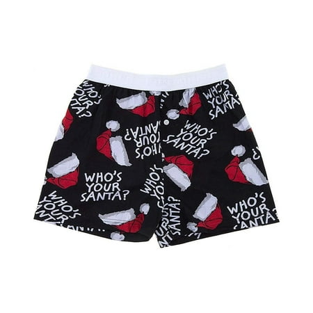 Fun Boxers - Fun Men's Boxers Print Cotton Underwear Xmas Santa, WHOSYOURSANTA, Size: L