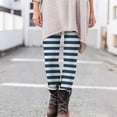 thumbnail image 2 of IWRICH Women's Striped Tights High Waisted Ankle Length Leggings Stretchy Soft Running Yoga Pants Dark Green M, 2 of 5