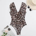 thumbnail image 4 of REORIAFEE Women's One Piece Swimsuit Bathing Suit 1 Piece Swimwear Vintage Bikini Lace Ruffle Swimsuit Brown M, 4 of 4