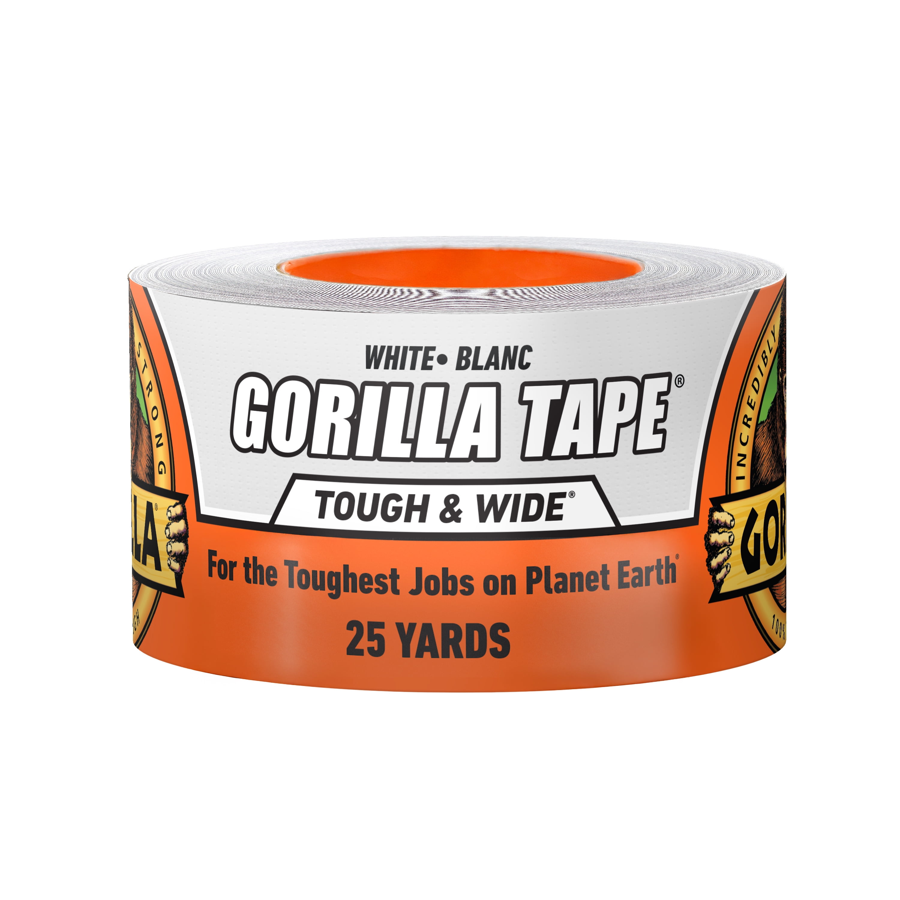 (2 pack) Gorilla Tough & Wide White Duct Tape, 25 Yard Roll