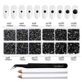 thumbnail image 3 of Beadsland 8300PCS Flatback Rhinestones 10 Sizes with Wax Pencil and Tweezer Kit, SS3-SS30, Jet Black, 3 of 6