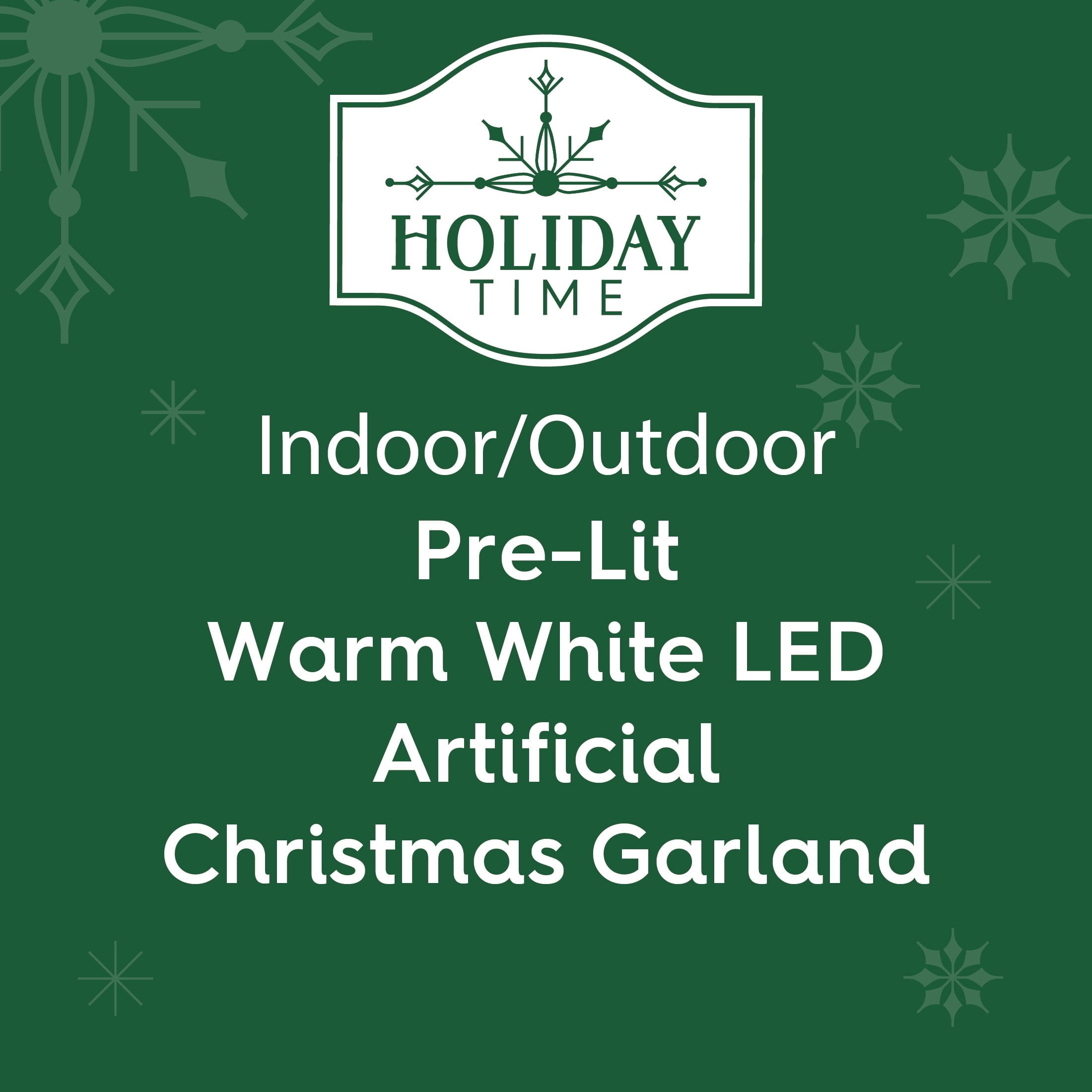 Lawndale Spruce Pre-Lit Warm White LED Artificial Christmas Garland, Green, 9', by Holiday Time