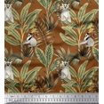 thumbnail image 1 of Soimoi Cotton Duck Fabric Leaves & Lemur Animal Print Fabric by The Yard 56 Inch Wide, 1 of 1