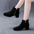 thumbnail image 4 of NECHOLOGY Botas Mujer Adulto Femenino Zapatos Botines para mujer Otoño Invierno Mujer Botines Tacón medio Tacón grueso Gamuza Color sólido Negro Punta redonda Cremallera lateral (Black, 6.5), 4 of 7