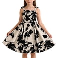 thumbnail image 2 of Afuyipoi Girls Floral Spaghetti Strap Dress (7-13 Years) Soft Breathable Fabric Floral Print Design Bow Strap Detail Ruffle Tiered Skirt Summer Casual Party Wear Black Size 8, 2 of 8
