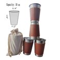 thumbnail image 5 of Juego de 4 vasos de viaje para acampar al aire libre, de 10 a 16 oz, de acero inoxidable, con estuche de cuero, vasos para beber, vasos de cerveza, vasos para bebidas frías, 400 ml, 5 of 5