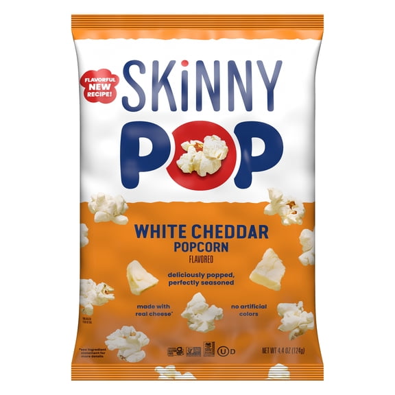 SKINNYPOP Gluten-Free White Cheddar Popcorn Snack, 4.4 oz Bag