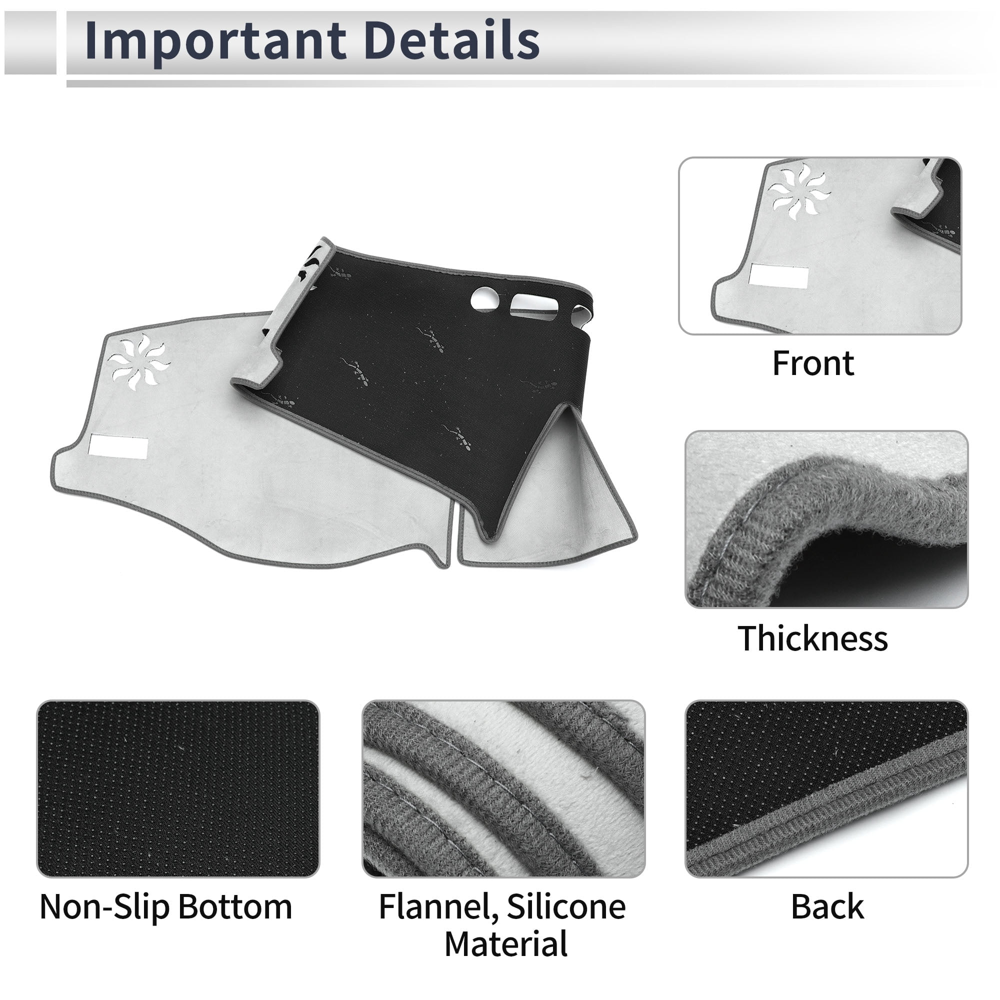 Dashboard Cover Anti-Slip/Anti Dust Dash Cover Mat Carpet for TOYOTA RAV4 XA50 2020-2024 Flannel Gray