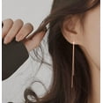 thumbnail image 2 of Solid 925 Sterling Silver Tassel Chain Dangle Earrings for Women Teens Long Dangle Drop Earrings Minimalist, 2 of 13