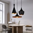 thumbnail image 3 of Matte Black Pendant Light for Living Spaces, Industrial Design with Easy Installation and Adjustable Height, Features Vintage Brass Interior and Multiple Teardrop-Shaped Shades, 3 of 5