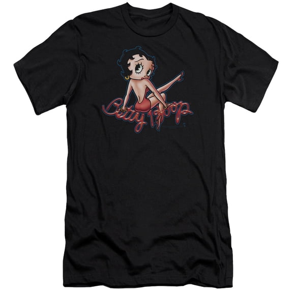 Betty Boop Bettys Back Premium Canvas T-Shirt Adult Slim Fit 30/1 Black