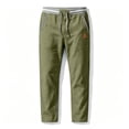 thumbnail image 5 of Men's Casual Linen Pants Elastic Waist Drawstring Summer Beach Trousers with Pockets for Men Lightweight Straight Leg Army Green S, 5 of 5