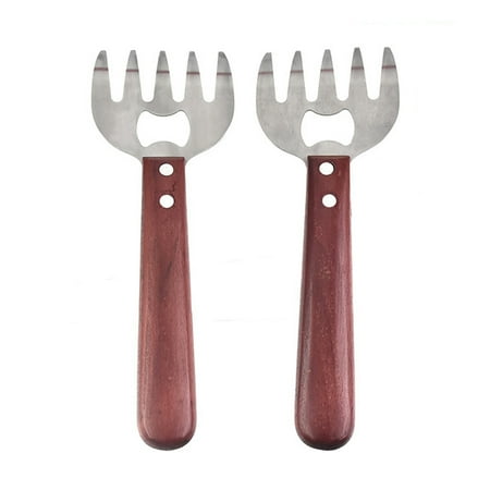 

2Pcs Stainless Steel Meat Shredder Claws Meat Shredding Forks Utensil BBQ Tool with Wooden Handle for Kitchen Restaurant Buffet