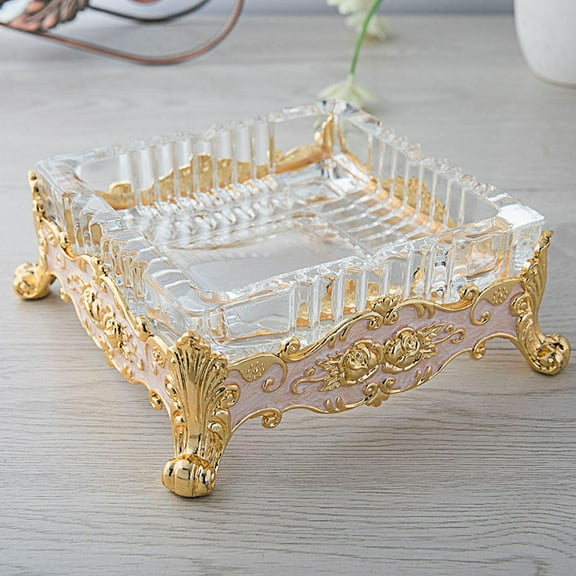1pc Luxury Delicate Metal Cigar Ashtray Desktop Smoking Ash Tray for Home Office Decoration