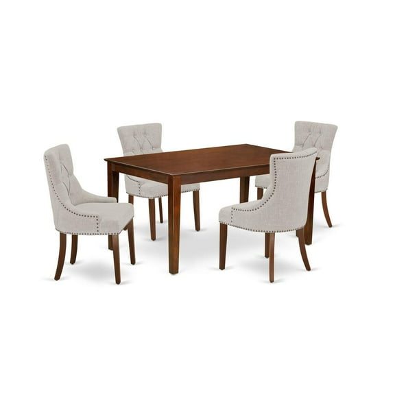 East West Furniture Capri 5-piece Wood Dining Set in Mahogany/Doeskin