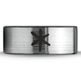 thumbnail image 2 of Tungsten Asterisk Star Symbol Glyph Band Ring 8mm Men Women Comfort Fit Brushed Gray Flat Cut Black Polished, 2 of 4