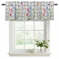 thumbnail image 2 of Spring Floral Valances for Windows, Decorative Rod Pocket Window Valance Curtains, Grey Plaid Pink Blue Flowers Butterfly Short Curtain Drapes for Kitchen/Living Room, 2 Panels, 42" W x 18" L, 2 of 8