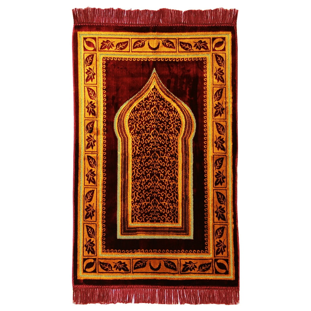 Hijaz Muslim Prayer Rug 2.3' x 3.6' Orange and Burgundy Color with