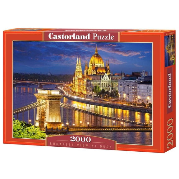 2000 Piece Jigsaw Puzzle, Budapest view at dusk, Parliament, Budapest Hungary Puzzle, Adult Puzzles, Castorland C-200405-2