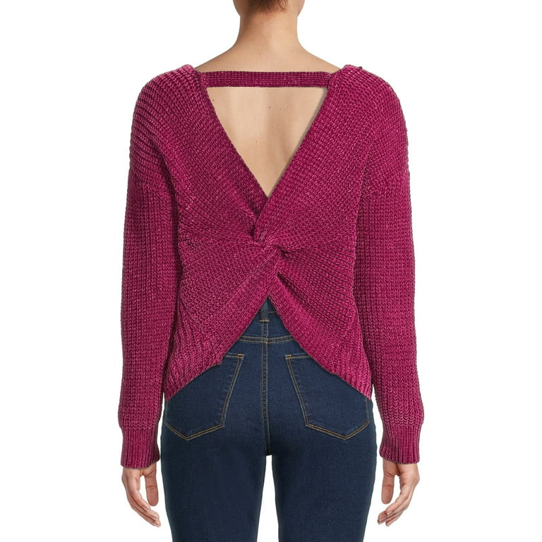 Chenille twist back sweater clearance
