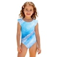 thumbnail image 3 of Grblisyd Girls Swimsuit Flutter Sleeve Hawaiian One Piece Bathing Suit Crew Neck Girls'Swimwear 10Y, 3 of 6