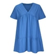 thumbnail image 3 of Stamzod Womens Summer Dress Casual V-Neck Short Sleeve Mini Shift Dress, 3 of 5