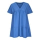 thumbnail image 4 of Puntoco Vestido De Manga Corta Con Cuello En V, Vestido De Verano De Mujer Con Cuello En V Y Manga Corta De Color Liso Azul Claro M, 4 of 6