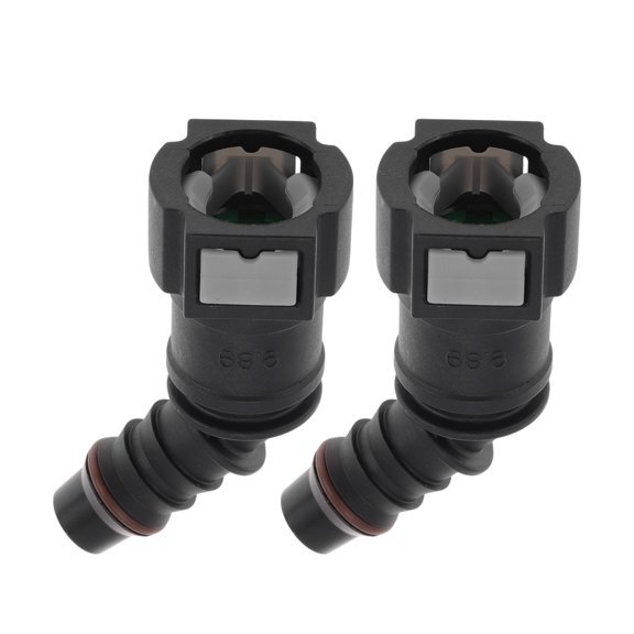 Unique Bargains 25/64" Fuel Line Quick Connector ID Hose for 25/64" SAE Male Connector 45 Degree Elbow Connector Seal Fittings Plastic Black Gray 2 Pcs