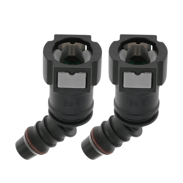 Conector rápido de línea de combustible de 25/64"e; ID para conector macho SAE de 25/64"e; con codo de 45 grados, accesorios de sellado de plástico negro y gris, 2 piezas