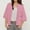 Pink, variant on FAHXNVB Womens Button Down Cardigan Casual Open Front 3/4 Sleeve Crewneck Sweatshirt Tops Solid Color Lightweight Fall Jacket
