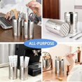 thumbnail image 4 of Bxaolu Set of 2 Kitchen Utensils Holder, Stainless Steel Cooking Utensils Organizer Kitchen Tools Flatware Holder Utensil Drying Cylinder Countertop Silverware Caddy, Silver, 4 of 8