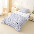 thumbnail image 3 of jejeloiu Simple Cat Line Pattern Twin Comforter Sets Kids,Minimal Print Bedding Set,Reversible,2pcs, 3 of 8