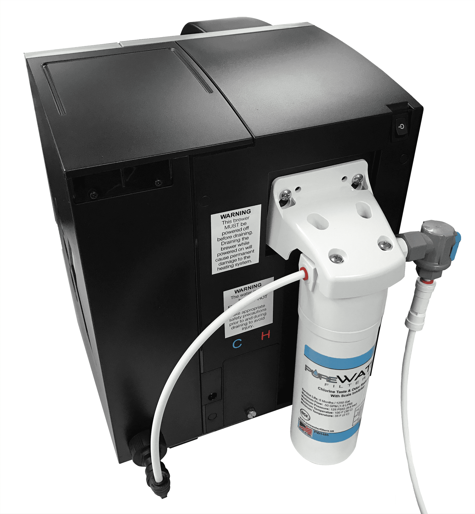 PureWater Filters KQ8 Water Filter System for Direct Water Line Plumb Kit Hookup For Keurig Commercial Plumbable Brewers
