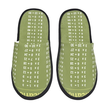 Balery Multiplication Table1 Slient Indoor Furry Fleece Comfort House Shoes Soft Non-Slip Home Shoes Cotton slippers House Slippers-- Medium