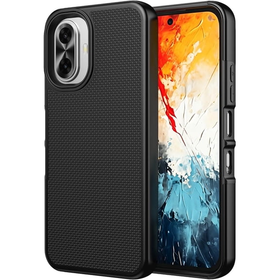 For TCL K70 T523 Shockproof Hybrid Cell Phone Cover Case - Dotted Black