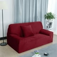thumbnail image 2 of PiccoCasa Velvet Plush Elastic Sofa Cover, Thicker Couch Slipcover Burgundy Large, 2 of 6
