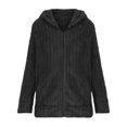 thumbnail image 5 of Tdoqot Women's Fleece Jacket- with Hood Zipper Loose Winter Coats for Women Black Size L, 5 of 8